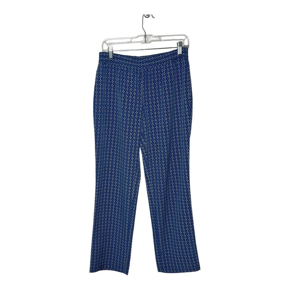 Talbots Womens‎ Pants Size 4 Pull On Elastic Waist Blue Geometric Career Office